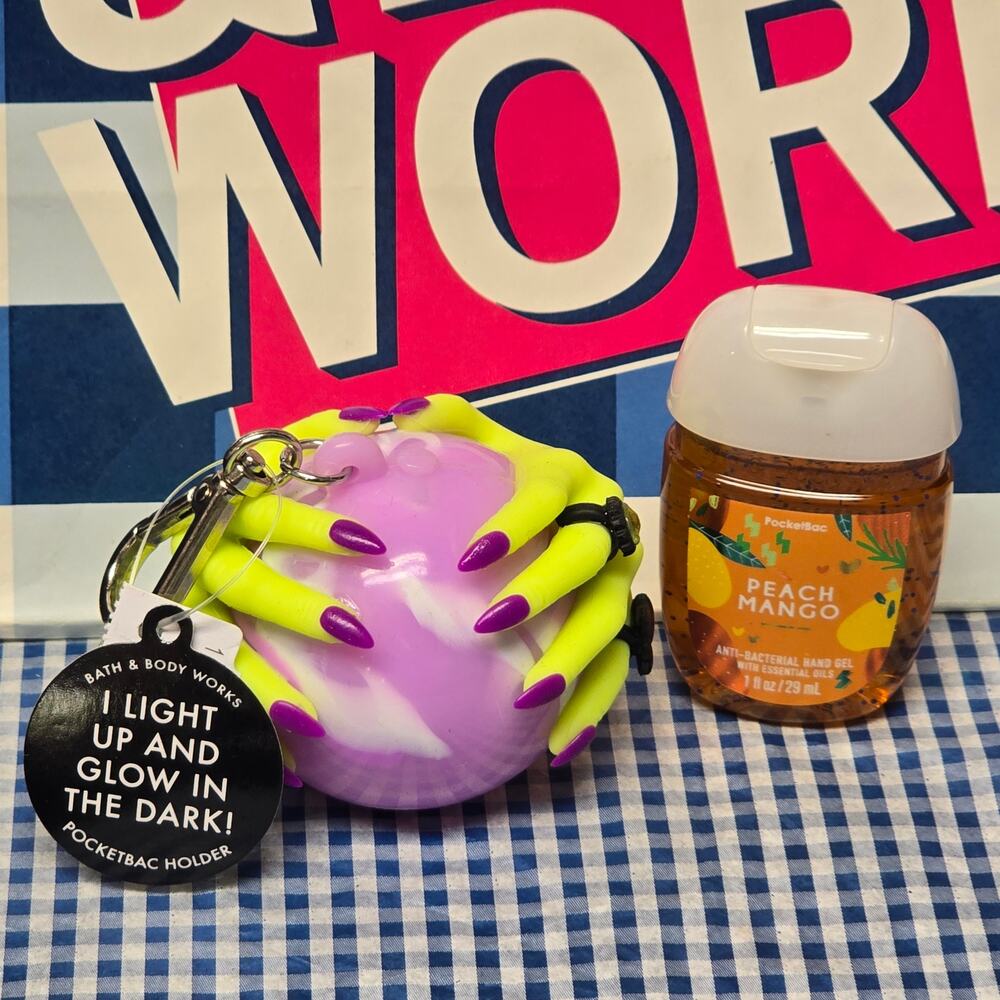 BBW Witch Hands Crystal Ball Light Up Pocketbac Holder Peach Mango Refill